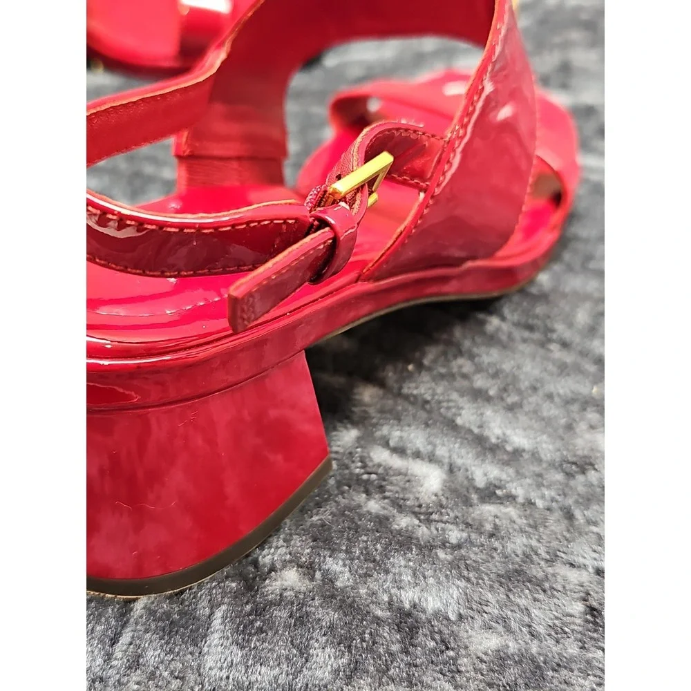 Tory Burch Red Patent Leather Eleanor Heel Sandal Size 6